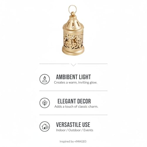 Image of Nucast Decor Metal Tealight Candle Holder Lantern, Gold, Set of 2