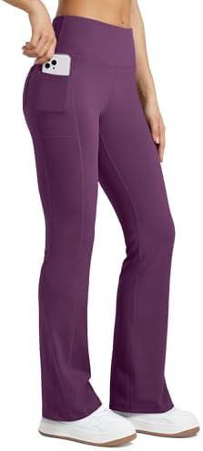 WILLIT Thermo Leggings Damen Winter Gefütterte Fleece Sporthose Yogahose Warm Sport Leggings Laufhose Bootcut Hose High Waist mit Taschen