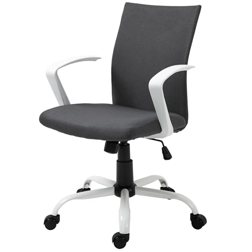 Vinsetto Office Chair Linen Swivel Desk Chair, Charcoal Grey