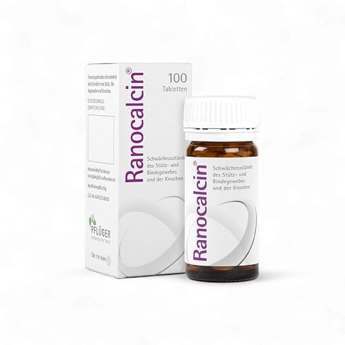 Ranocalcin® bei Beschwerden in Rücken, Schulter, Nacken - unterstützt Knochen, Sehnen, Bänder und Faszien - mit Calcium, Zink, Eisen, Kieselsäure - für Erwachsene und Kinder, 100 Tabletten