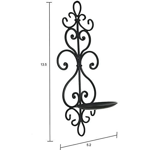 Remenna Metal Wall Candle Sconce Holder Set Of 2 Hanging Wall Mounted Candle Sconces Holder, Wall Sconces Decor For Bedroom Dining Room, Black (Ly0017)… #TOP2