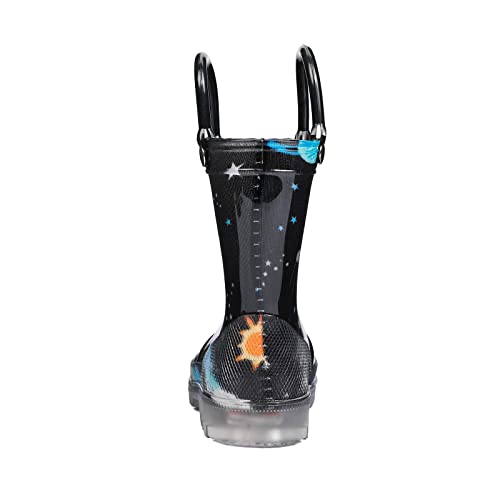 DKSUKO Toddler Light Up Rain Boots Waterprof Rubber Boots with Easy-on Handles(11 little_kid,Black Space)3