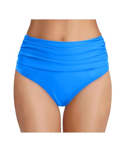 Image of Tempt Me Women's High Waisted Bikini Bottom Tummy Control Ruched Bathing Suit Swim Bottom
