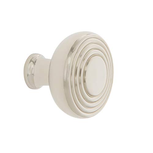 Nostalgic Warehouse 756132 Deco Brass 1 3/8" Knob in Polished Nickel Cabinet Hardware Cover