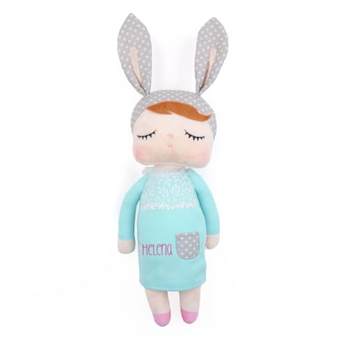 Mi Pipo - Muñeca de Trapo Personalizada MeToo | Muñeca de Trapo Bebe Personalizable con Nombre Bordado | Material Poliester, de 40cm | Regalo Bebe Fácil de Lavar y Cómoda | Menta