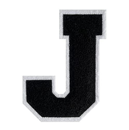 4.5 Inch Black Chenille Varsity Letter Patch - Iron On Letterman Jacket Patches for Clothing, Hats, Jeans, Bags & Backpacks (1 PC)