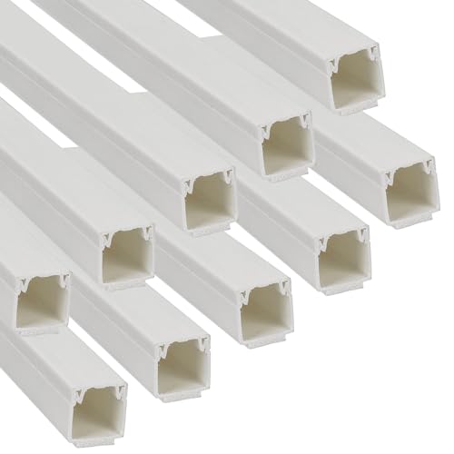 Jandei - Lot de 10 gouttières adhésives blanches pour câbles PVC. Organisation et protection du câblage 1 mètre de longueur (12 x 12 mm)