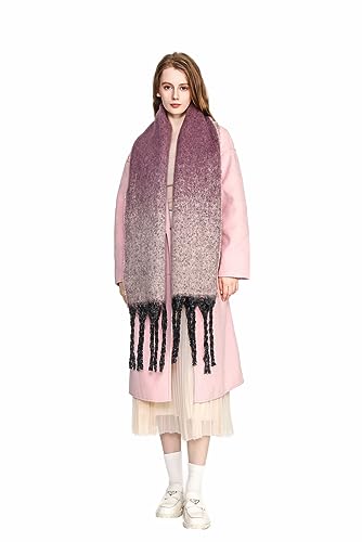 Yatemiole Women's Cashmere Gradient Color Warm Scarf Winter Soft Shawl Women (Pink)