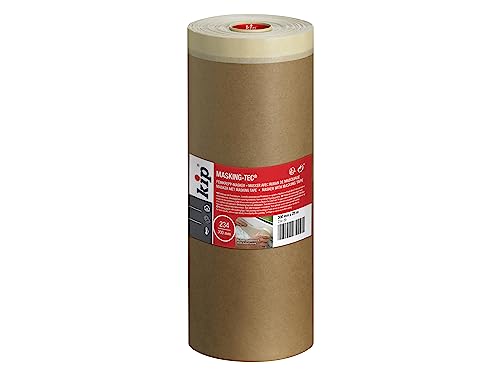 Kip Drop Cloths Pre-Taped Paper Painters Masking Film 300MM x 25M, Masker Masking Tape with Sheet, Drape for Spraying, Covering, Suitable for Decorating, Automotive, Windows Dust & Surface Protection
