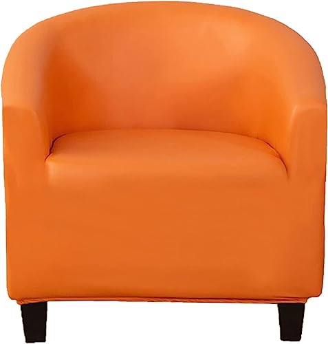 HJYXXSR Funda Impermeable para sillón de bañera (1 Pieza), de Piel sintética, elástica, Suave, con Base elástica, para sofá Redondo, Protector de Muebles para cafetería (Color: Naranja)