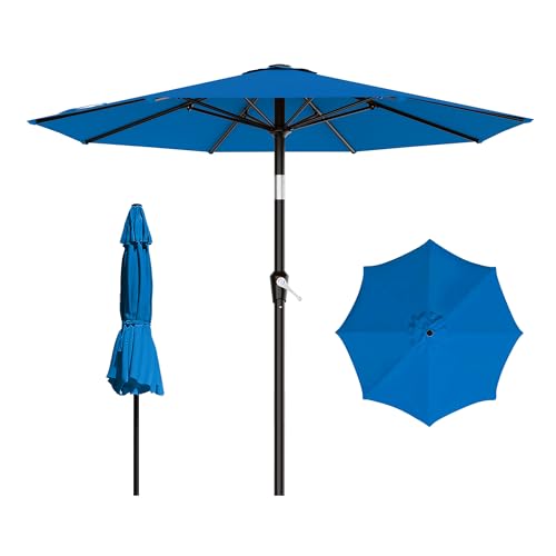 Image of AreShark 9 FT Patio Umbrella for Outdoor, Outdoor Table Umbrella with Push Button Tilt and Crank, Outdoor Patio Umbrellas with 8 Sturdy Ribs for Market, Garden, Pool (Royal Blue)