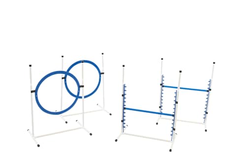 Better Sporting Dogs 4 Pack Adjustable Dog Agility Jumps w/Safety-Focused Features | 2 Bar Jumps with Cup Strips | 2 Breakaway Tire Jumps