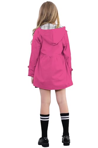 Image of Betusline Girl's Single Breasted Trench Coat Hooded Dress Coat Outerwear, 2-14 Years
