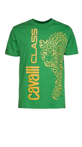 T-shirt léopard homme Cavalli Class vert brillant idéal pour vos soirées branchées
