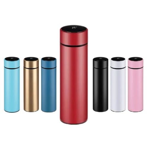 Botella termo 500 ml con Display LED Táctil de Acero Inoxidable | Mantiene la temperatura hasta 12 horas Calor/Frío (Rojo)