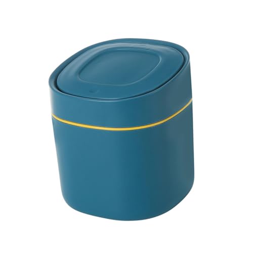 Caneca de basura compacta rectangular de plástico azul
