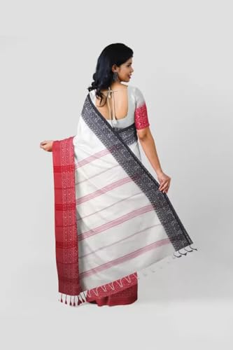 Image of eC ESHA'S COLLECTION Women's Cotton Blend Begumpuri Handloom Saree With Unstitched Running Blouse Piece