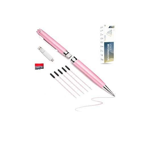 VOLTEK Stylo enregistreur Audio Micro Espion (Rose) - 64Go – USB 3.0 Type C - Capturez avec Le dictaphones Vocal. Micro enregistreur Mini pour Réunions...