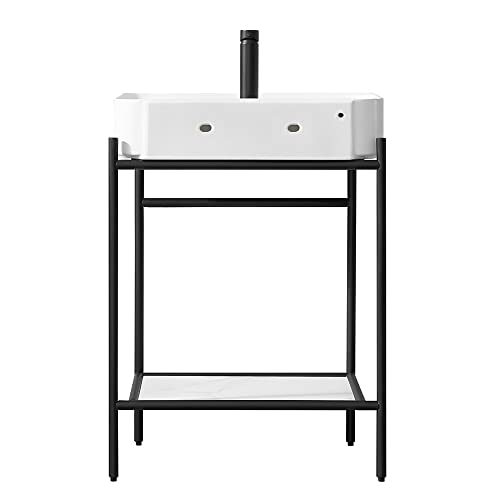 Alphaucet 24 Inch Vanity With Sink, Pedestal Sink Storage Cabinet, Vessel Sink Bathroom Vanity, Small Bathroom Vanity With Console Sink #TOP6