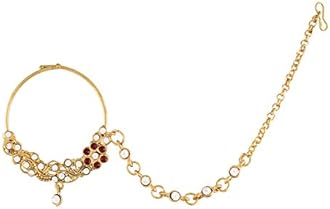 I Jewels 18k Gold Plated Wedding Wear Indian Bollywood Faux Kundan & Stone Studded Dulhan Bridal Jewelry Set for Women