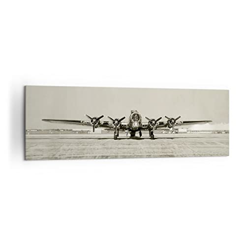 Moderne Impression sur Toile 160x50cm Image Tableau Decoration Murale Avion Vieux Bombardier Grand Tableaux Decoratifs Muraux Chambre Panoramique Deco Cadre...