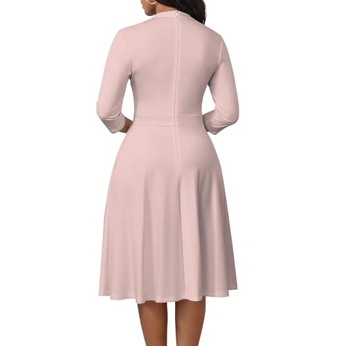 Image of PinkPatty Women's Casual A-line Midi Dresses 3 /4 Sleeve V Neck Fit and Flare Dress with Pockets
