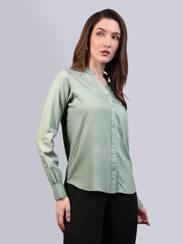 Image of Urbano Fashion Women's Modal Viscose Full Sleeve Regular Fit Casual Solid Shirt with Mandarin Collar