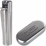 Confezione regalo inclusa Accendino Clipper in metallo lucido con finitura cromata + scatola regalo