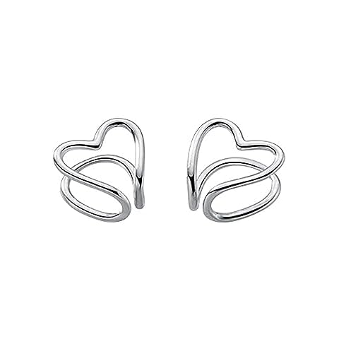 Reffeer Sterling Silver Heart Cuff Earrings Cover