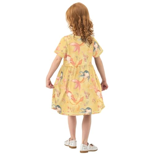 Girls Casual Dresses Short Sleeve Ruffle Hem Party Dress for Baby Girls'3
