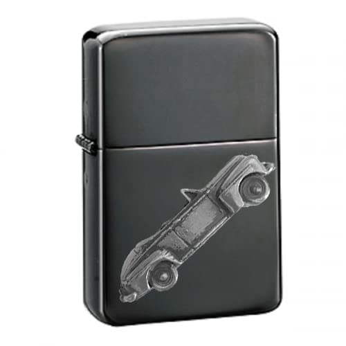 Briquet essence rechargeable A8 noir effet étain, cadeau décapotable 1940