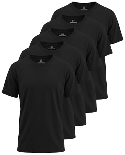 Image of 5 Pack Boys' Cotton T Shirts Crew Neck Plain Short Sleeve Tops Kids Teens