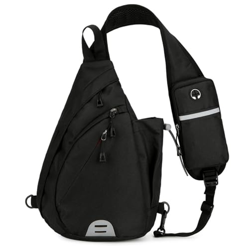 O-TBOST Crossbody Sling Backpack Sling Bag for Men Women Travel Hiking Chest Bag Daypack (Black)