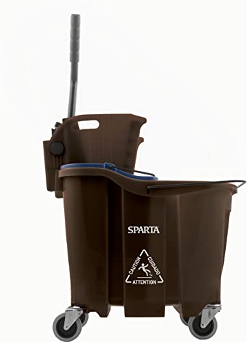 Image of Carlisle FoodService Products Omnifit Mop Bucket with Side Press Wringer and Soiled Water Insert for Floor Cleaning, Kitchens, Restaurants, And Janitorial Use, Polypropylene (Pp), 35 Quarts, Brown