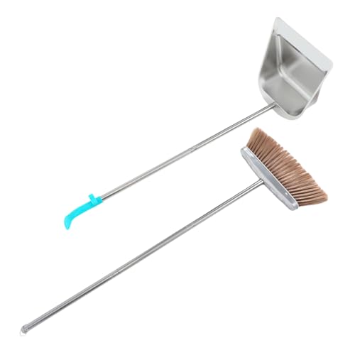 PRETYZOOM Besen Set mit Kehrschaufel Innen Weiche Borsten Edelstahl Staubschaufel Langstielig Effiziente Reinigung für Haushalt Büro und Vielseitige Einsatzbereiche