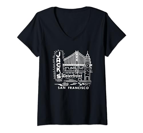 Womens Jack's Waterfront Restaurant San Francisco California V-Neck T-Shirt