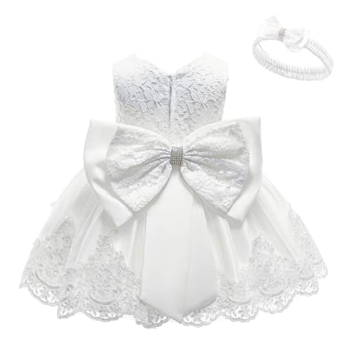 Image of KISSOURBABY Toddler Baby Girls Embroideries Baptism Dresses Christening Special Occasions Gown for Baby Girl with Headwear