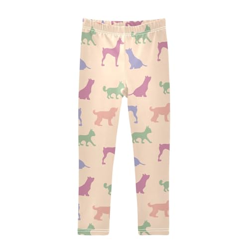 Childish Pattern with Cute Dogs Girls Leggings,Workout Leggings for Girls Toddler Athletic Leggings Size for 3-10T