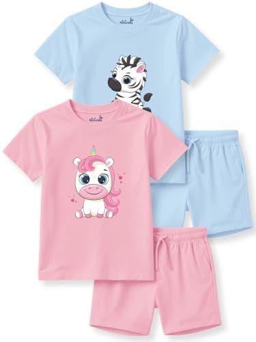 Image of minicult kids Kids Cotton Shorts and Matching Tshirt Coord clothing set with Cute Prints Clothing Set (200gsm Cotton Fabric)(pack of 2)