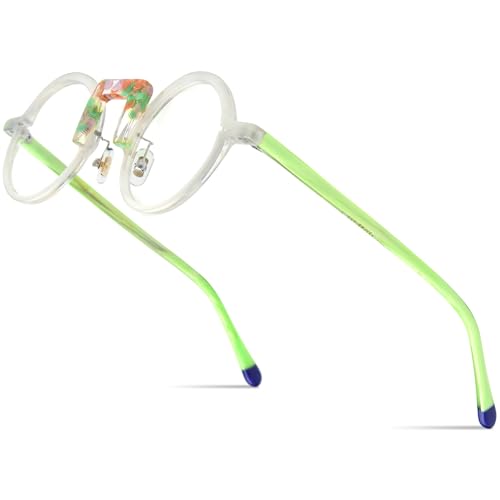 Image of HEPIDEM Multicolor Acetate Glasses Frame Men Women Round Eyeglasses Optical Spectacles 9377