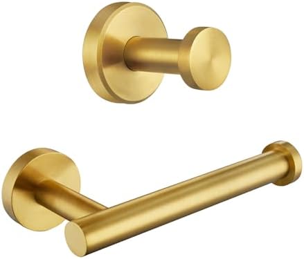 APLusee Toilet Paper Holder, Bath Robe Hook Bundle, 304 Stainless Steel Wall Mounted Bathroom Accessories Brushed Gold image 5