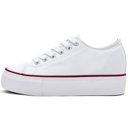 Image of REFRASE LIFE Womens Platform Sneakers with Wedge 3 Inches Height Boost Hidden Heel Shoes, Casual Height Increase Walking Fashion Shoes for Women and Girls