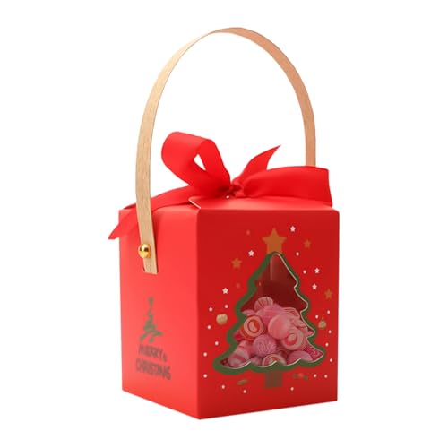 クリスマス クッキー ボックス - 窓と取っ手付きギフトボックス - ホリデートリートラッピングボックス,チョコレート・手作り品・フルーツ・パーティー景品・ストッキングスタッファー・教師・学生・イベントプランナー向け