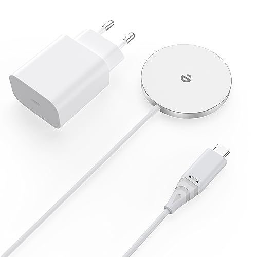 Chargeur Induction Rapide Compatible avec MagSafe Série iPhone 15/14/13/12, Magnétique Chargeur sans Fil avec Prise Adaptateur Secteur 20W Type USB-C