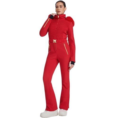 HOTIAN Womens Ski Suits One Piece Snowsuit Waterproof Snowboard Insulated Slim Snow Jumpsuits Winter Ski Outfit