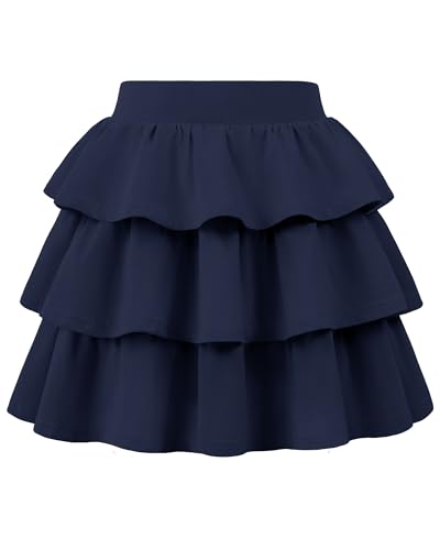 Image of KEREDA Girls Skirt Kids Casual 3-Layer Ruffle Skort School Uniform Skirts for Girls