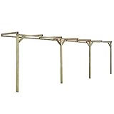 Esta pérgola de madera con techo en pendiente será una adición preciosa para su casa y formará un porche encantador bajo cual pueda relajarse o divertirse. Además, se puede emplear como área para comer al aire libre o plazo de aparcar el coche.