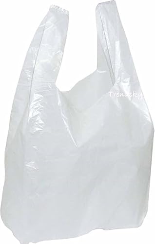 500 Hemdchentragetaschen 25+12x45cm Plastiktüten Hemdchenbeutel Shopper Bags weiß Tragetasche Beutel Tüten
