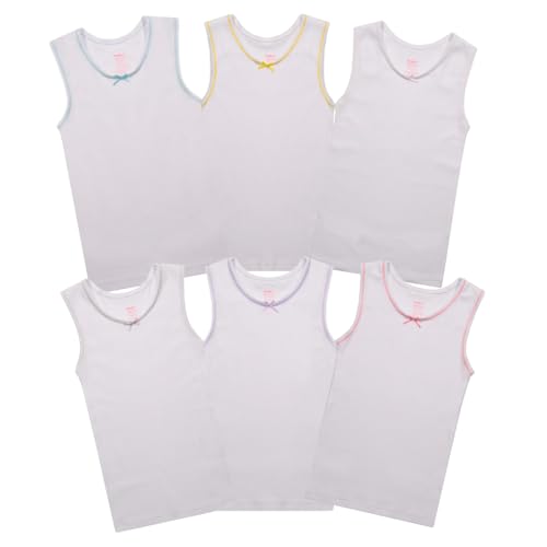 Buyless Fashion Girls Tank Tops - Sleeveless Cami Tanks Cotton Undershirts for Dance Gymnastics, Kids & Toddler Size (6 Pack)