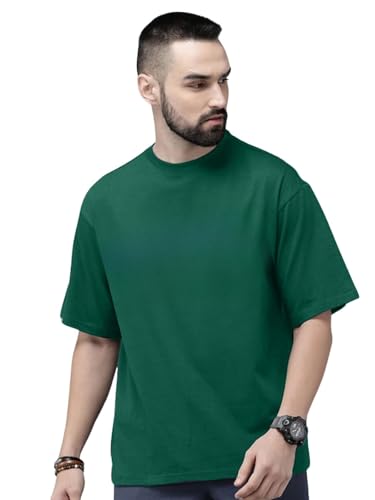 Image of Veirdo 100% Pure Cotton Drop Shoulder Oversized Baggy Fit Half Sleeve Plain Solid Round Neck Multicolor T-Shirt Combo for Men (Pack of 3) (Sizes S-2XL)